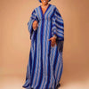 Flowy Striped Ordinary Kaftan Maxi Dress V Neck Colorblock Loose Batwing Sleeves Africa Female Bubu Church Party Daily Wear