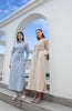 SS25 Women Stripe Blouse Maxi Dress with Removable Belt 100% Cotton