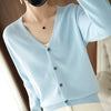 100% Cotton Women's Long Sleeve Top V-neck Coat Knitwear Cropped Coat Cardigans Sweaters Solid Casual 202