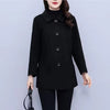 High End Women's Solid Woolen Coat Autumn Winter Middle Aged Mother Wool Trench Outwear Large Size Mother Warm Blend Jacket 4XL