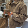 Vintage Tie-dye Suede Women Jacket Long Sleeve Lapel Zipper Slim Female Short Jackets Spring Pocket Lady Outwear