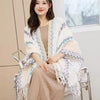 Ethnic Style Cape Oversized Sweater Jacket Women Loose Patchwork Warm Long Scarf Knitted Cardigan Woman