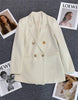 Blazer Coat Metal Buckle Small Suit Jacket Women Clothing Double Breasted Long Sleeve Office Lady Elegant Blazers