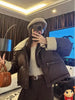 Women Coffee Black Short Parkas Thicken Warm Long Sleeve Lapel Cotton Padded Coat Vintage Winter Student Jacket Streetwear