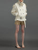 Loose Spliced Lace Up Trenchs for Women Stand Neck Long Sleeves Patchwork Double Breasted Trench Female