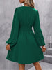 Dresses Woman Clothing V Neck Lantern Sleeve Wrap Mini Dress Ruched Waist Flowy Hem Elegant for Autumn and Party Styles