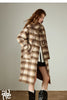 Women Woolen Long Coat Winter Nomadic Style Sheep Wool Plaid Hooded Cow Horn Buckle Female Overcoat