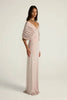Women Off-shoulder Ruched Sexy Maxi Dress Elegant Deep V Neck Draped Sleeve Bodycon Club Party Long Dresses Female