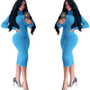 Winter Black Turtleneck Sexy Women Dress Autumn Long Sleeve Skinny Midi Boydcon Casual Blue Plush Knee-Length Party