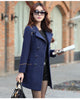 Autumn Winter Women Wool Coat Ladies Woolen Long Coat Female Slim-fit Double-Breasted Jacket with Belt S-3XL