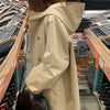 Spring Autumn Women Loose Fit Lined Outerwear Female Hooded Windbreaker Jacket Ladies Long Sleeves Trench Coat