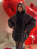 Vintage Faux Fur Patchwork Women Thicken Coat Long Sleeve Belt V-neck Female Outwear Winter Lady Streetwear