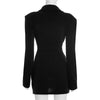 Chic Waist Cinching Women Mini Dress Full Sleeve Deep V-neck Double Breasted Short Dresses Lady Daily Party Street Gown