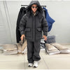 In stock Polka Dot Hooded Puffer Coat Drawstring Hem Zip‑Up Winter Women Warm Pants Set Glam Causal Lady Cotton‑Padded Suit
