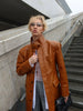 Brown Croc Embossed Faux Leather Long Trench Coat Lapel Single Breasted Straight Long Front Pockets Women Vintage Autumn Winter