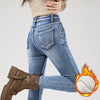 Women's Fleece Warm Winter Jeans Thicken Elastic Skinny Pencil Pants Korean Slim Plush Thermal Leggings Trousers