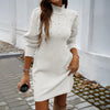 Autumn Women Sweater Dresses Pearls Round Neck Long Sleeve Hip Wrap Dress Winter Elegant Ladies Casual Solid Slim Fit Dress