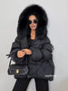 Lagabogy Big Natural Fox Fur Puffer Jacket Winter Clothes Women Thick Warm White Duck Down Coat Female Real Fur Parker