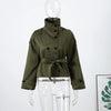 Autumn Stand Collar Trench Coats For Women Long Sleeve Belt Double Breasted Jacket Lady High Street Chic Outerwear