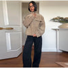 Casual Suede Jackets Women Loose High Neck Long Sleeves Pocket Zipper Coats Female Autumn Winter Chic Solid Outwear