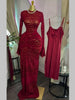 Women Mesh Stacked Ruched Long Sleeve Bodycon Midi Maxi Mermaid Dress Birthday Party Long Dresses Vestidos