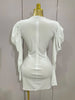 Sparkly Crystals Sexy Mesh White Velvet Short Dress Women Elegant Evening Prom Birthday Party Dresses Stage Costume