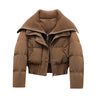 Autumn Winter Women Fake Two Pieces Padded Jacket Turn-down Collar Crop Down Jacket Korean Thick Parkas Outwears Designer