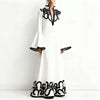 Women's Spring Artistic Vintage Maxi Dress Hollow V-Neck Flared Sleeves Lady Elegant Gown for Formal Evening Party