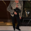 Leopard Printed Faux Fur Women's Coats Slim Lapel Single Breasted Full Sleeve Coat Autumn Winter Lady Warm Jacket