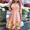 Women's V-neck Strap Waist Dress Mid-sleeve Women's Dress Temperament Commuter Women's Dress