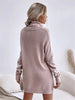Women's Autumn Winter Knit Dress Solid Color Loose Turtleneck Comfortable Sweater Style Gown