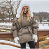 Hooded Batwing Sleeve Tie Waist Puffer Coat Fit Quilted Warm Winter Women Street Outerwear Chic Casual Outfit