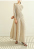 Pleated Long Sleeve Flower Bud Dress Spring Lantern Long Casual Elegant Dresses Dubai Abaya Women Designer Clothes