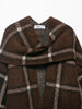 Autumn Women Plaid Knit Scarf Collar Cardigan Coat Long Sleeve Oversize Jacket With Pockets High Street Lady Clothing
