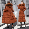 Women Winter Long Cotton Coat Women Big Fur Collar Parkas Korean Loose Belt Slim Jacket Down Cotton Coat Women Outwear