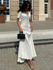 Women's High Waist Knitted Rib Slim Maxi Dress Casual Loose Elegant Temperament Long Dress for Autumn Femme Solid Color Dress