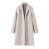 Women Woolen coat Solid Open Stitch Long Trench Coats Vintage V-Neck Full Sleeves Female Chic Lady Outfits