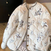 Vintage Floral Printed Cotton Coat Women's Clothing Warm Autumn Winter Cotton-padded Jacket Light Thin Tops Long Sleeve