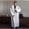 Detachable Triangle Shawl Long Puffer Coat Stand Collar Waist Tie Belt Button Solid Loose Women Coats Winter Commute Outfit