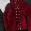Fluffy Knitted Cardigan Sweater Design Double Breasted Sweater Coat Women Autumn Lazy Zipper 2000s Y2k Knit Top