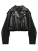 Women Faux PU Leather Jacket Casual Lady Lapel Zipper Short Leather Jacket High Street Motorcycle Coat
