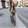 Street Faux Fur Patchwork Jacket Women Design Sense Long Sleeves Casual Female Coat Autumn Winter Lady Streetwear