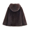 Elegant PU Fur Patchwork Jacket Women Loose Detachable Collar Lapel Double Breasted Jackets Female Winter Warm Outwear