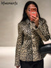 Leopard Printed Faux Fur Women's Coats Slim Lapel Single Breasted Full Sleeve Coat Autumn Winter Lady Warm Jacket