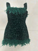 Women Feather Splicing Off Shoulder Sequined Bodycon Midi Dress Vestidos Sexy Party Evening Vestidos Dresses