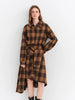 Winter Women's Retro Plaid Brushed Shirt Dress with Asymmetrical Hem - Versatile Layering Slip Dress for Casual