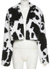 Punk Style Gothic Crop Faux Fur Y2k Coats Color Block Long Sleeve Women Cardigan Jackets Warm Streetwear