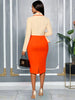 Women Elegant Color Block Elegant Dresses Turn Down Collar Long Sleeves Asymmetric Hem High Waist Slim Party Office Lady Gowns