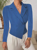 Women Casual Slim Ruched Buttons Blazers Notch Lapel Work Office Blazer