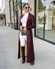 Women’s Coats Thick PU Leather Long Sleeve Winter Notched Neck X-Long Trench Street Wear OL Work Outcoat